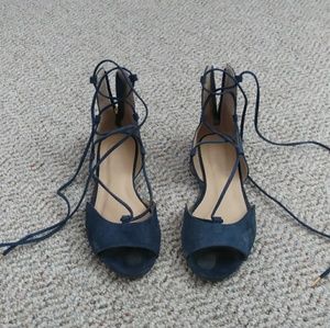 Navy suade lace up shoes